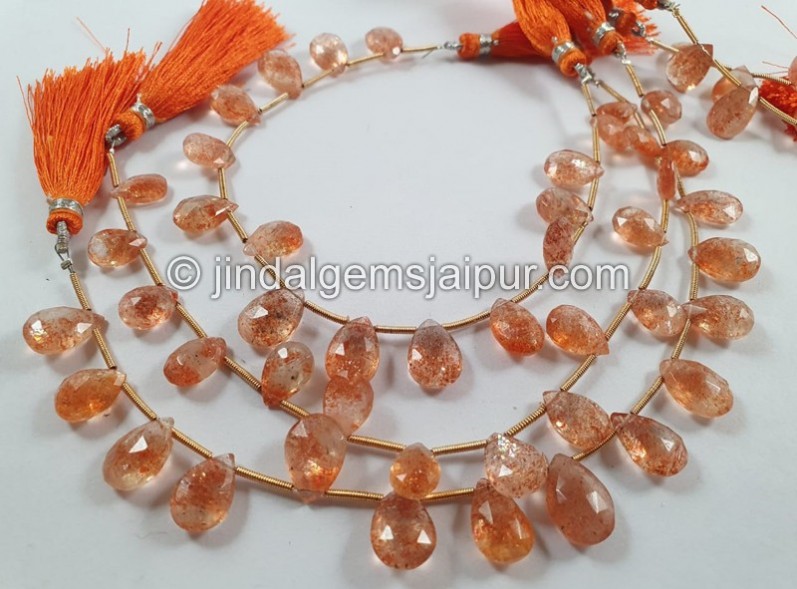 Sunstone Faceted Pear Beads