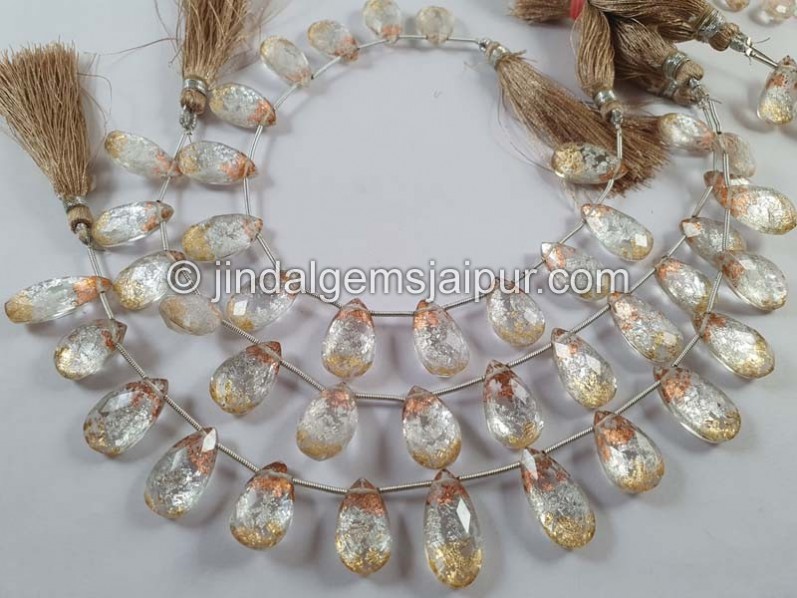 Tri Color Leaf Doublet Faceted Pear Beads