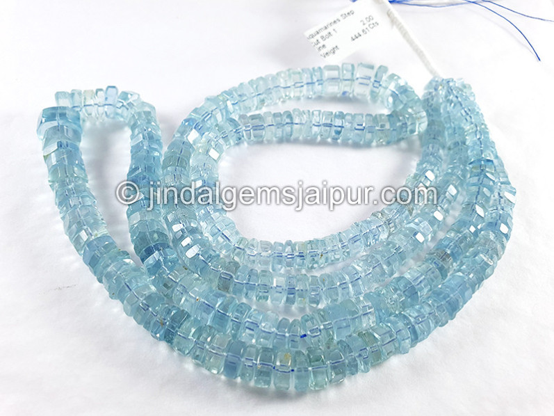 Aquamarine Step Cut Bolt Shape Beads