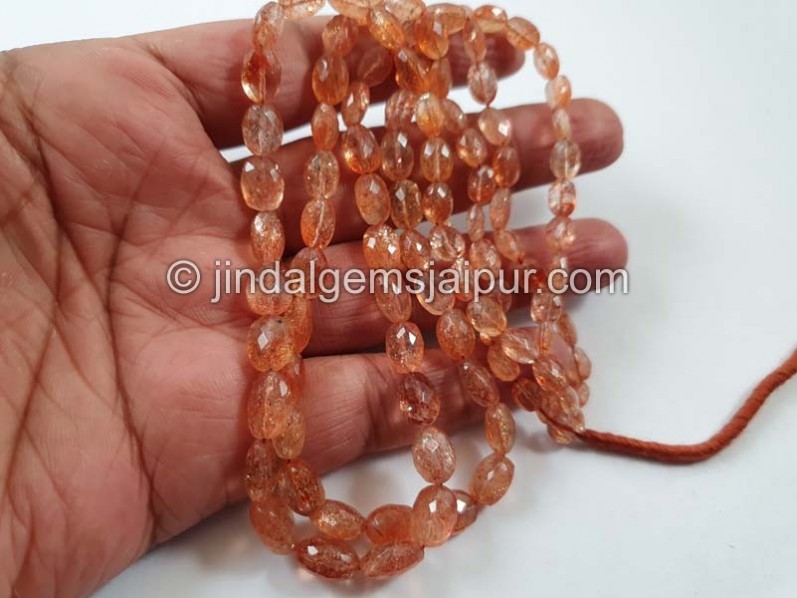 Sunstone Faceted Oval Beads