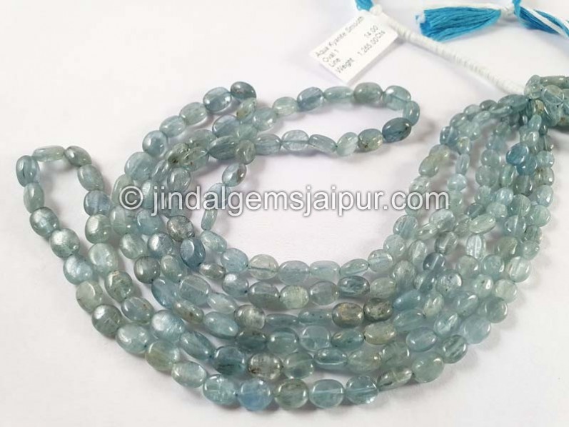 Aqua Kyanite Smooth Oval Beads