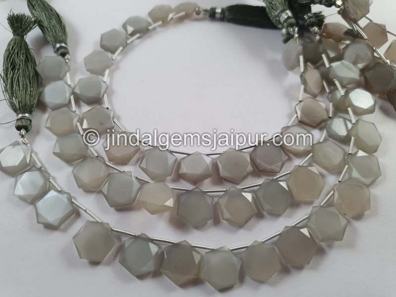 Grey Moonstone Faceted Hexagon Star Beads