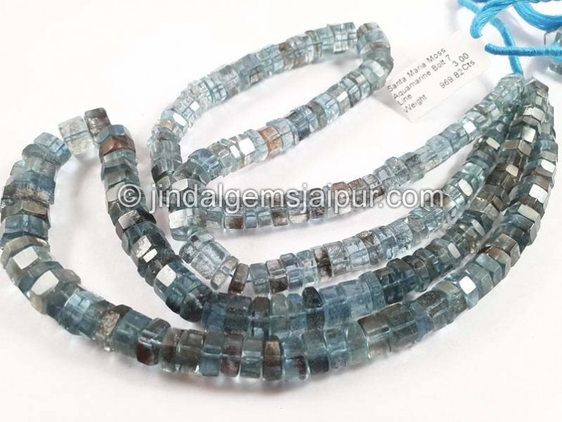 Santa Maria Moss Aquamarine Bolt Shape Beads