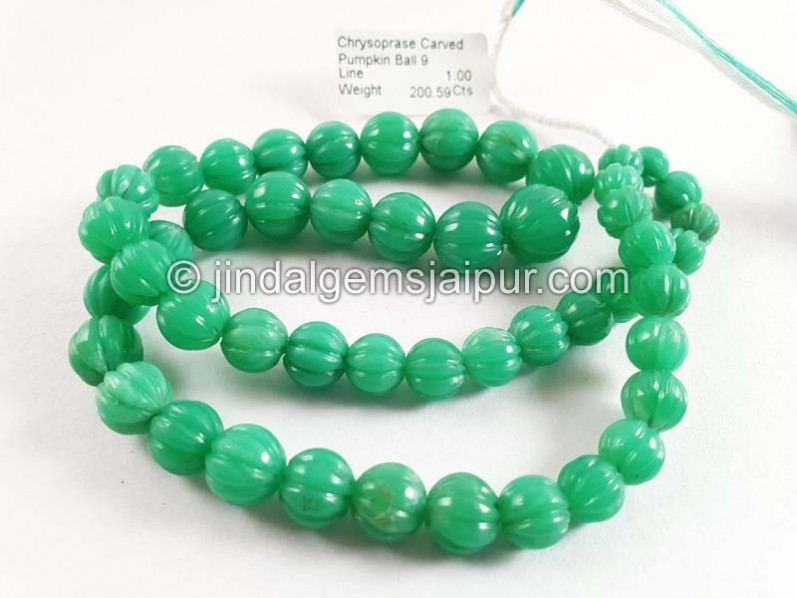 Chrysoprase Carved Pumpkin Balls Beads