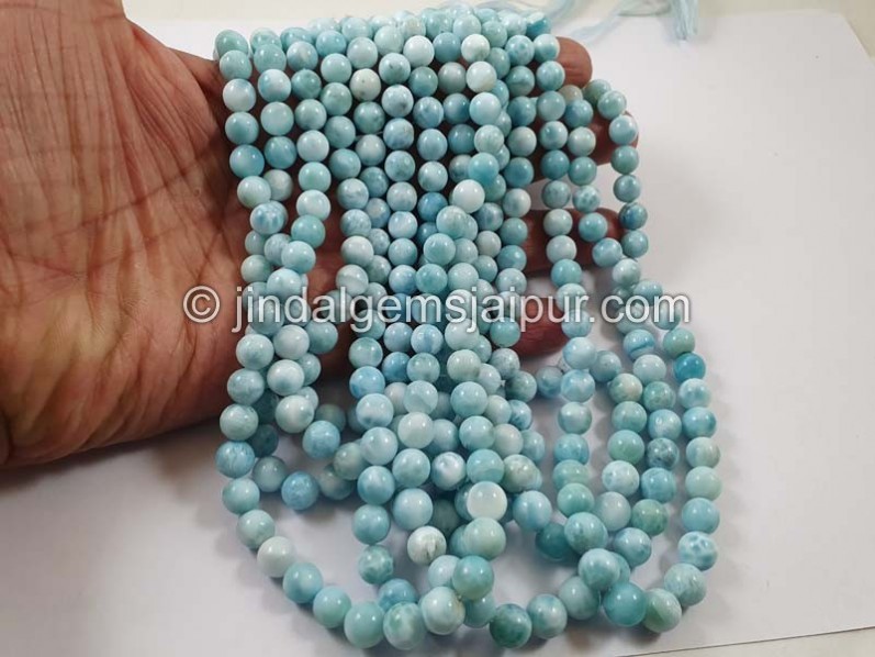 Larimar Smooth Round Balls Beads