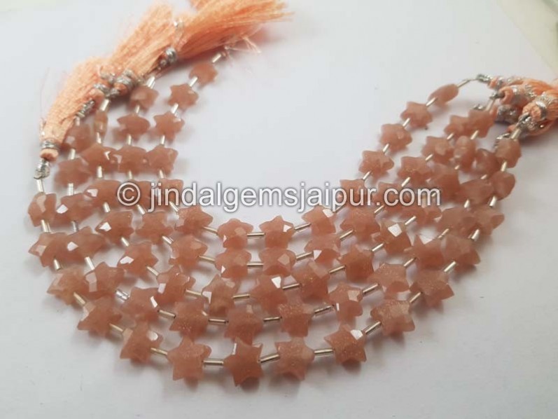 Peach Moonstone Faceted Star Beads