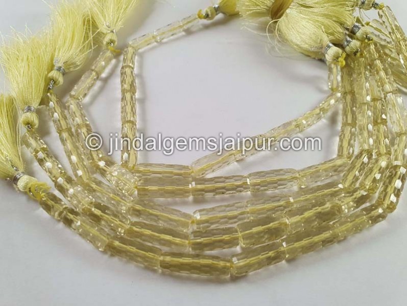 Lemon Quartz Concave Cut Pipe Beads