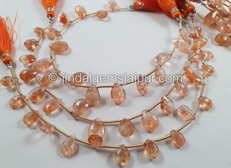 Sunstone Faceted Pear Beads