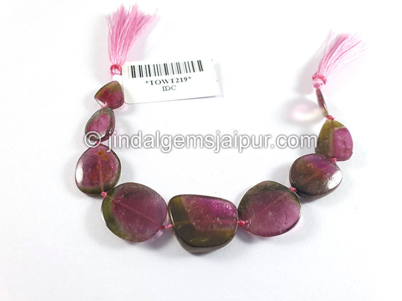 Watermelon Tourmaline Smooth Slices Beads