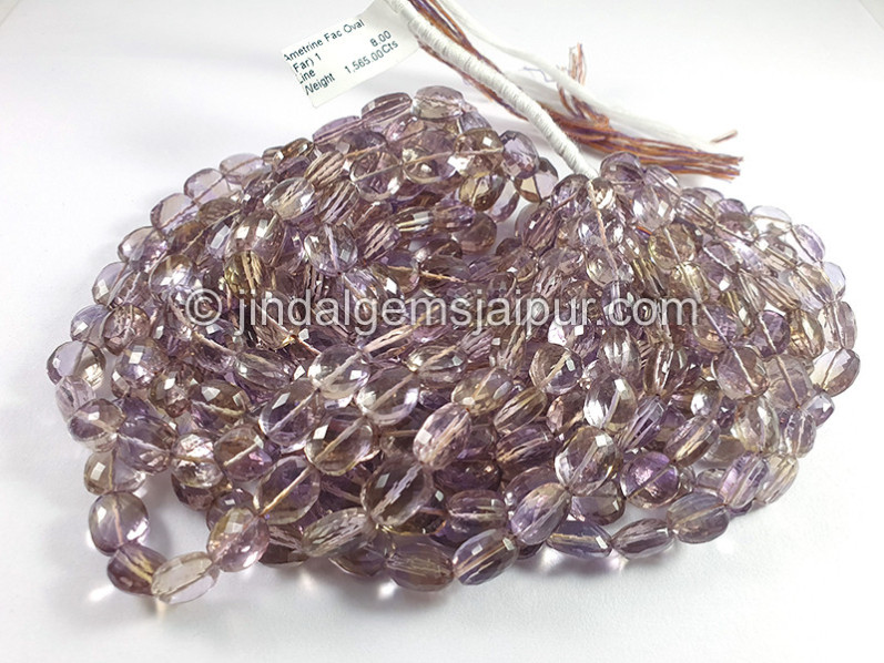 Ametrine Faceted Oval Shape Beads