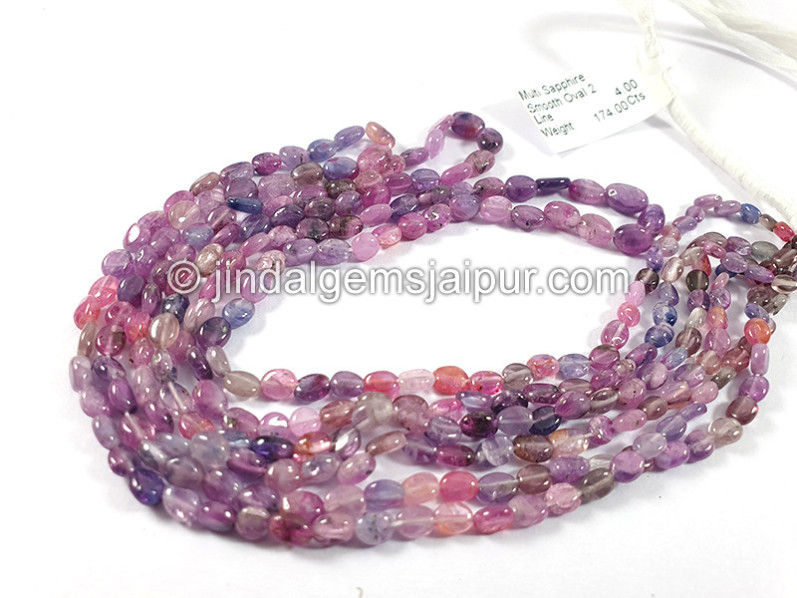 Multi Sapphire Smooth Oval Shape Beads