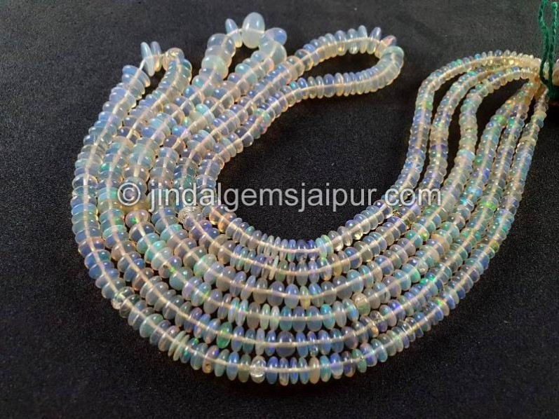 Ethiopian Opal Off White Smooth Roundelle Beads