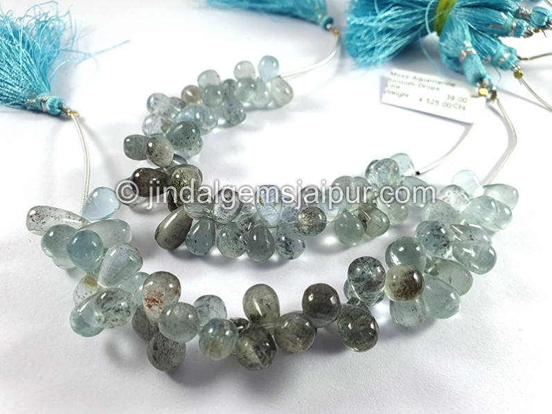 Moss Aquamarine Smooth Drops Shape Beads