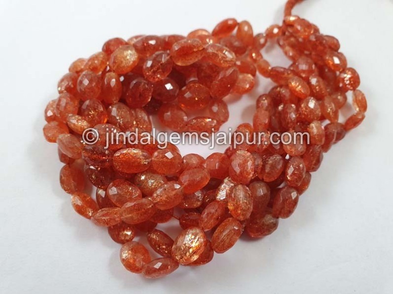 Sunstone Faceted Oval Beads