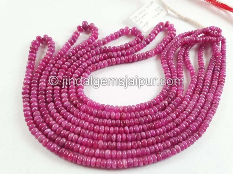 Ruby Natural Smooth Roundelle Beads