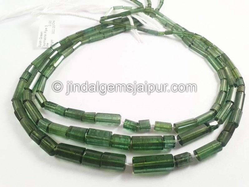 Bluish Green Tourmaline Pipe Shape Beads