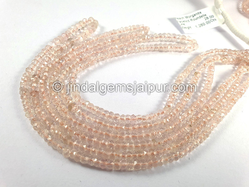 Peach Morganite Faceted Roundelle Shape Beads