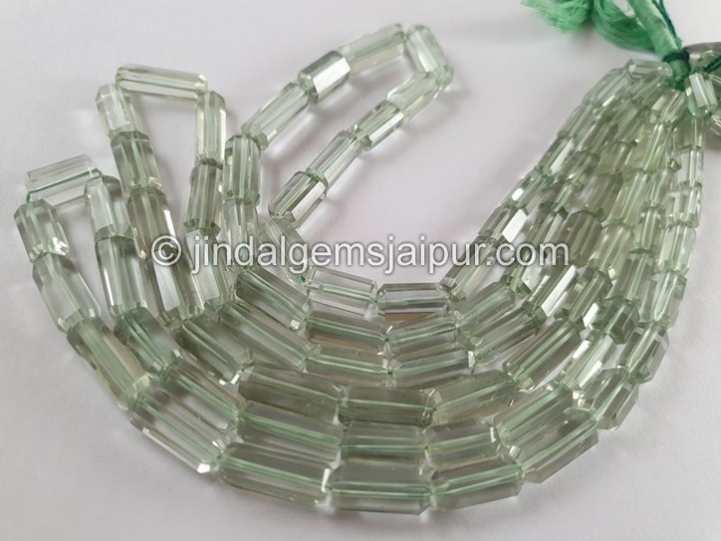 Green Amethyst Step Cut Cylinder Beads