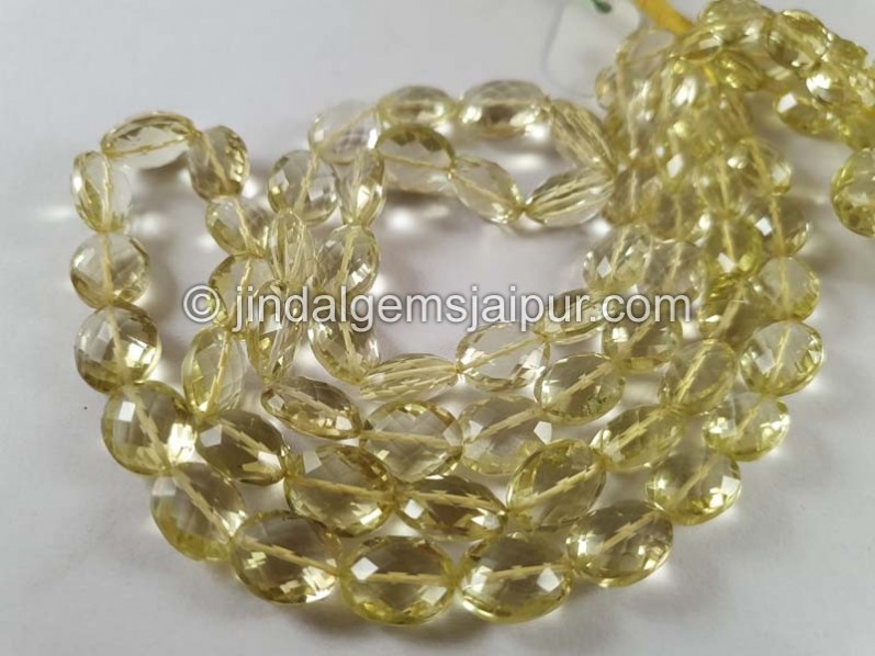 Lemon Quartz Faceted Oval Nuggets Beads