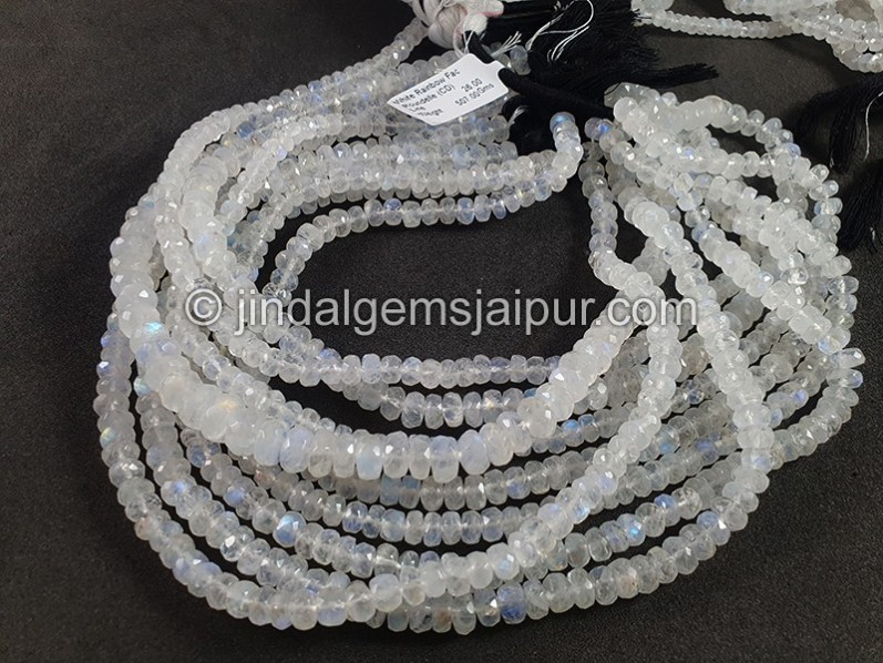 White Rainbow Faceted Roundelle Big Shape Beads