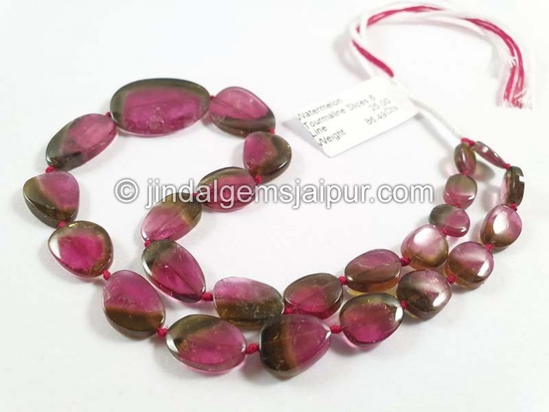 Watermelon Tourmaline Smooth Slices Beads