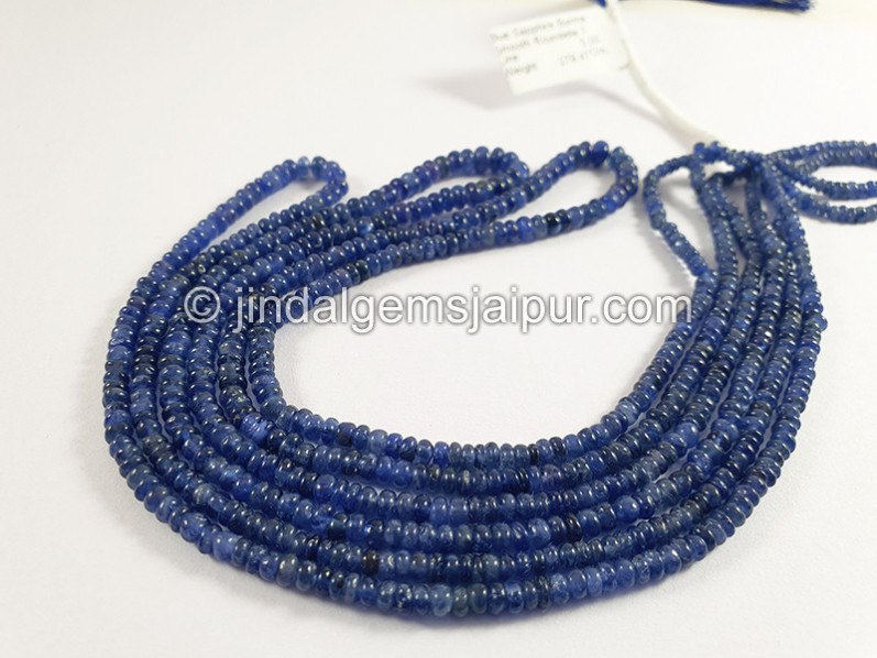 Blue Sapphire Burma Smooth Roundelle Shape Beads