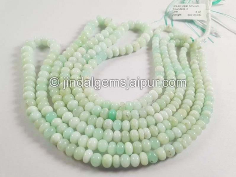 Green Opal Smooth Roundelle Shape Beads