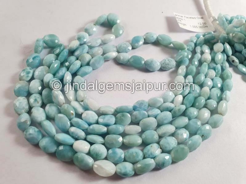 Larimar Faceted Oval Shape Beads