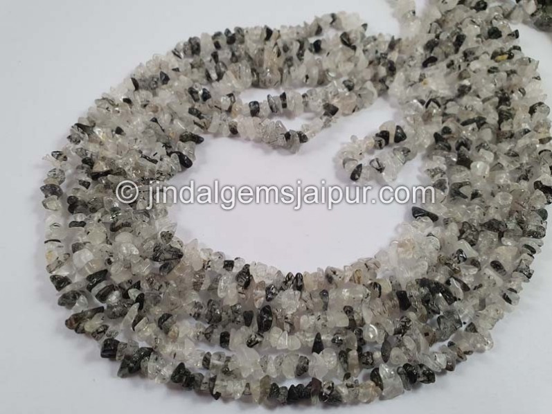 Black Rutile Smooth Chips Beads