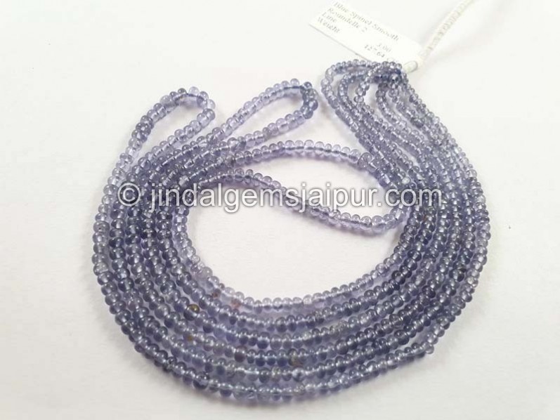 Blue Spinel Shaded Smooth Roundelle Beads