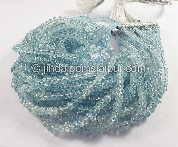 Aquamarine Faceted Roundelle Shape Beads