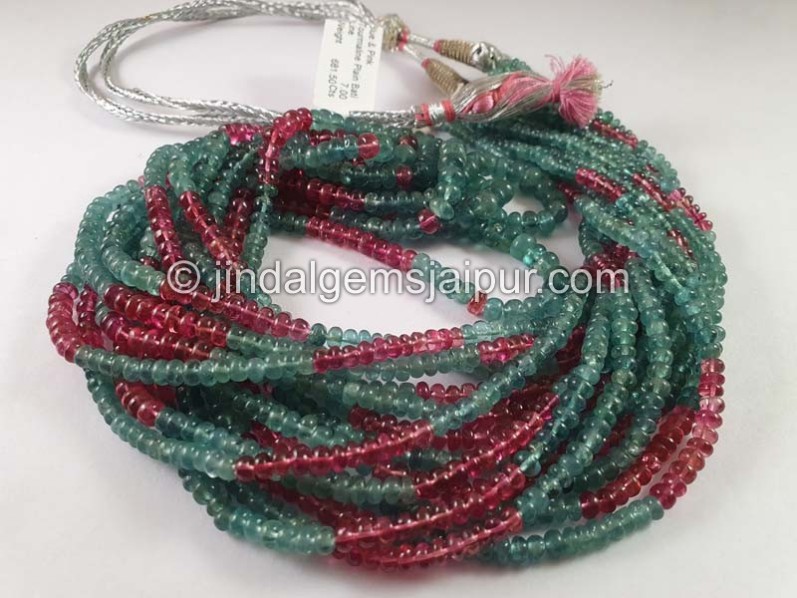 Blue Pink Tourmaline Smooth Roundelle Beads