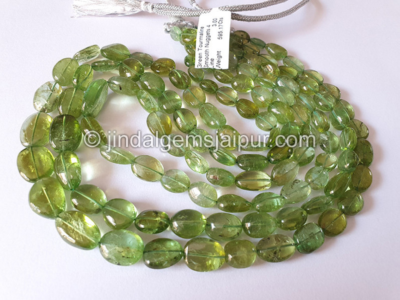 Green Tourmaline Smooth Nuggets Beads