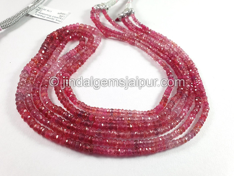 Pink Spinal Shaded Faceted Roundelle Shape Beads