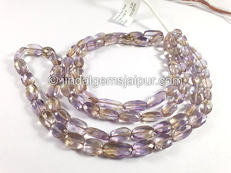 Ametrine Faceted Oval Shape Beads