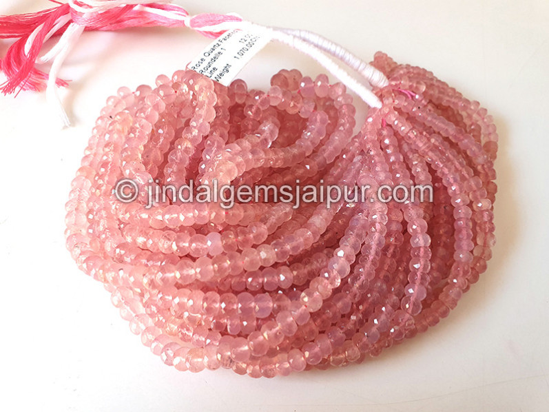 Rose Quartz Faceted Roundelle Shape Beads