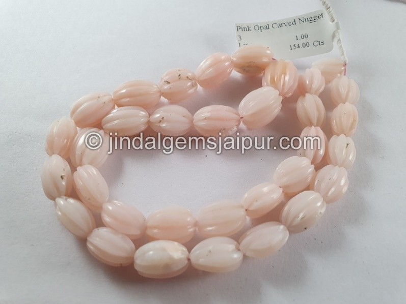 Pink Opal Carved Nuggets Beads