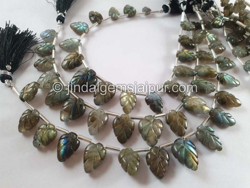 Labradorite Carved Leaf Beads