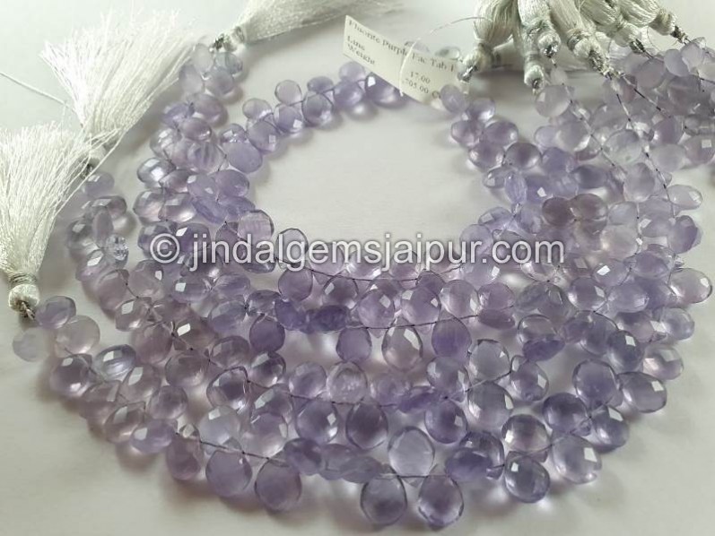 Yttrium Purple Fluorite Faceted Pear Beads