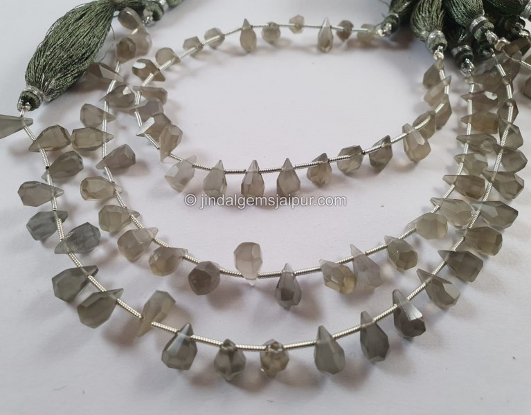 Grey Moonstone Fancy Cut Drops Beads