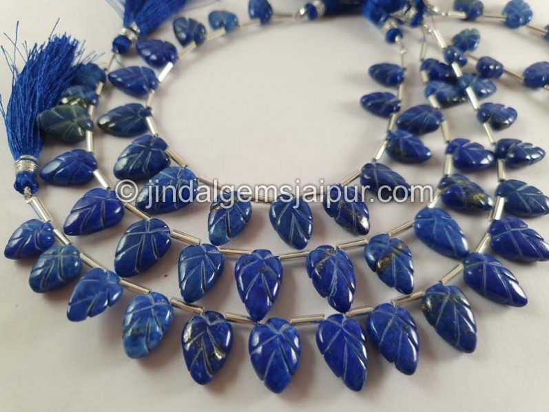 Lapis Carved Leaf Beads