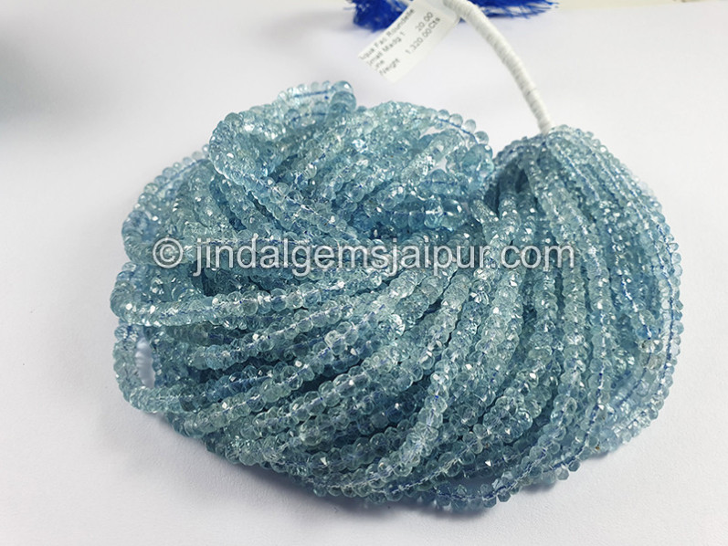 Aquamarine Faceted Roundelle Shape Beads