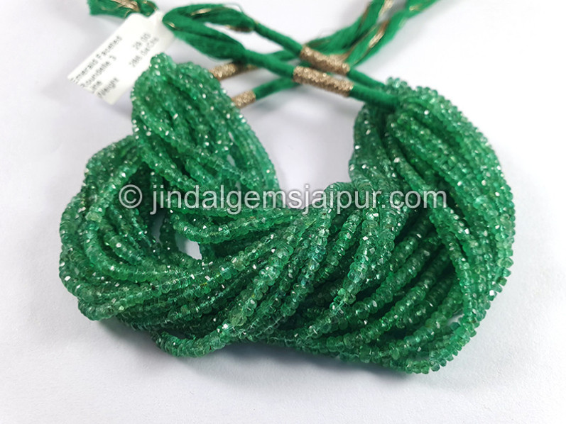 Emerald Faceted Roundelle Shape Beads