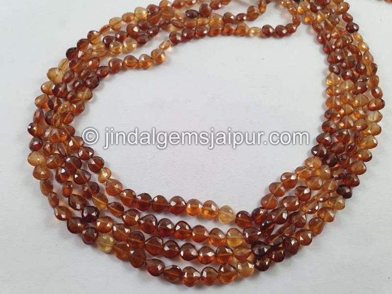 Spessartite Shaded Faceted Heart Beads