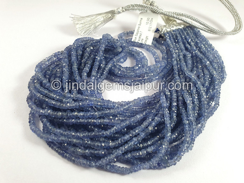 Blue Sapphire Burma Faceted Roundelle Shape Beads