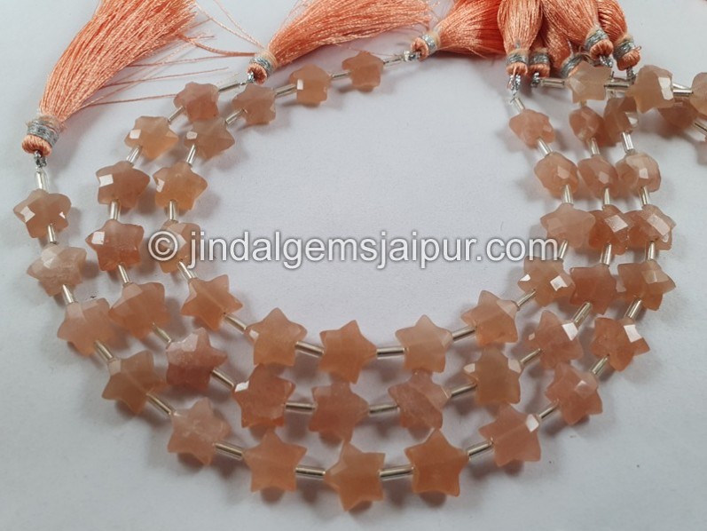 Peach Moonstone Faceted Star Beads