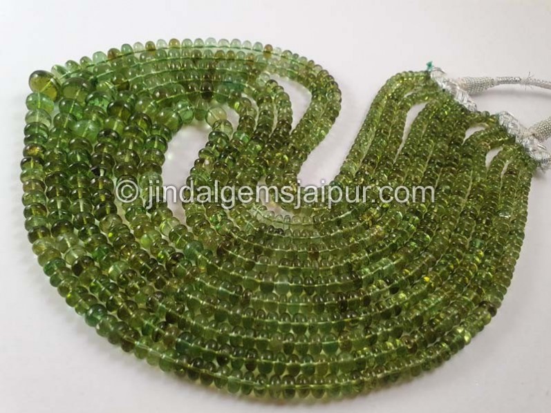 Parrot Green Tourmaline Smooth Roundelle Beads