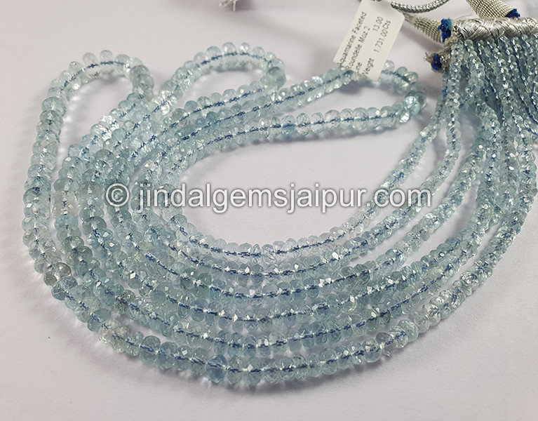 Aquamarine Faceted Roundelle Shape Beads