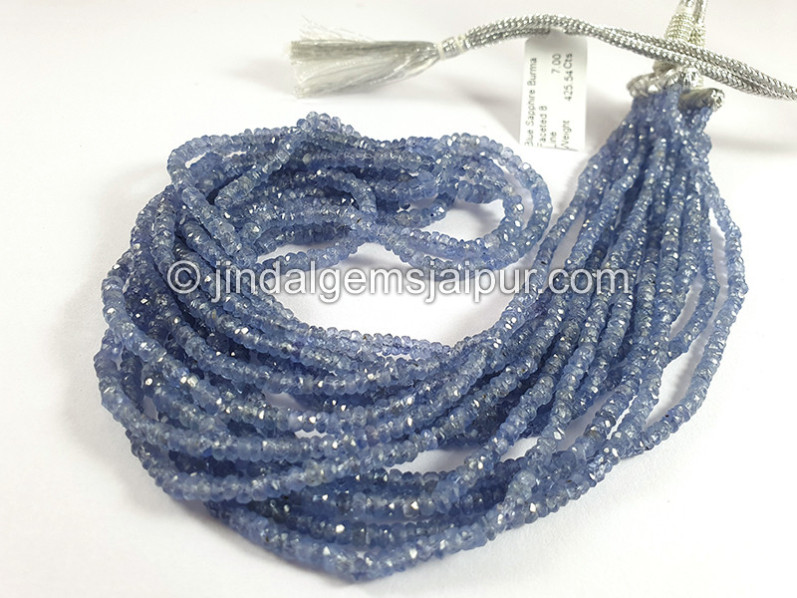 Blue Sapphire Burma Faceted Roundelle Shape Beads