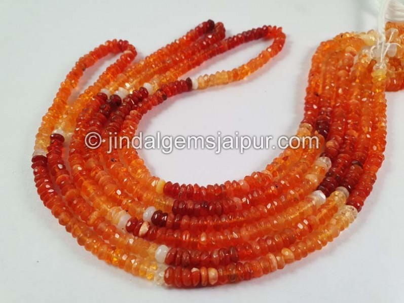 Fire Opal Faceted Roundelle Beads